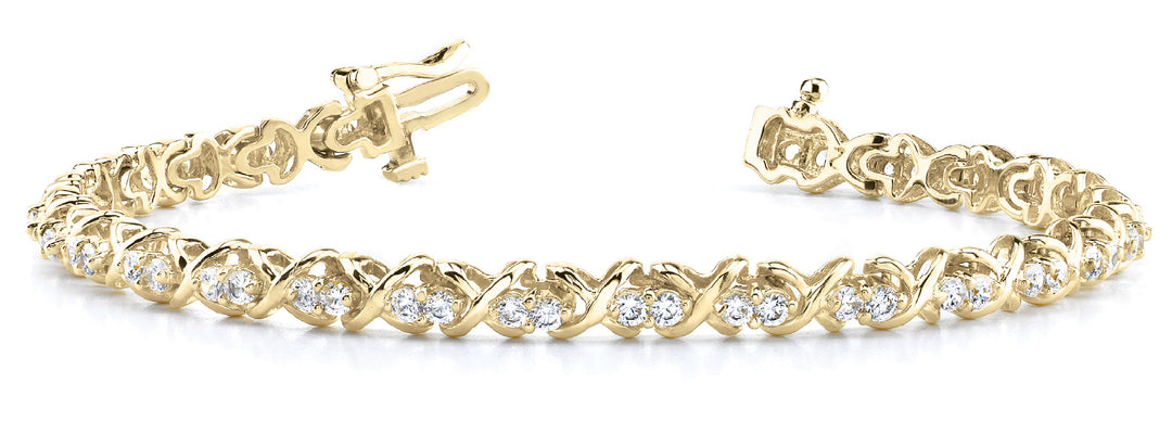 14K Yellow Gold Diamond XO Line Bracelet