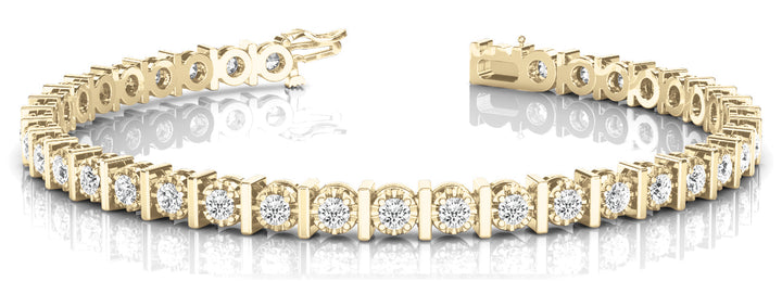 14K Yellow Gold Lab Diamond In-Line Bar Bracelet