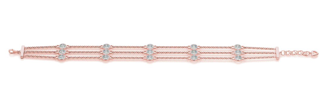 18K Rose Gold 15-Diamond Layered Bracelet