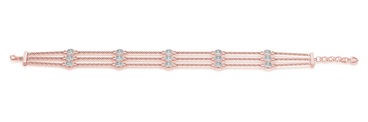 18K Rose Gold 15-Diamond Layered Bracelet