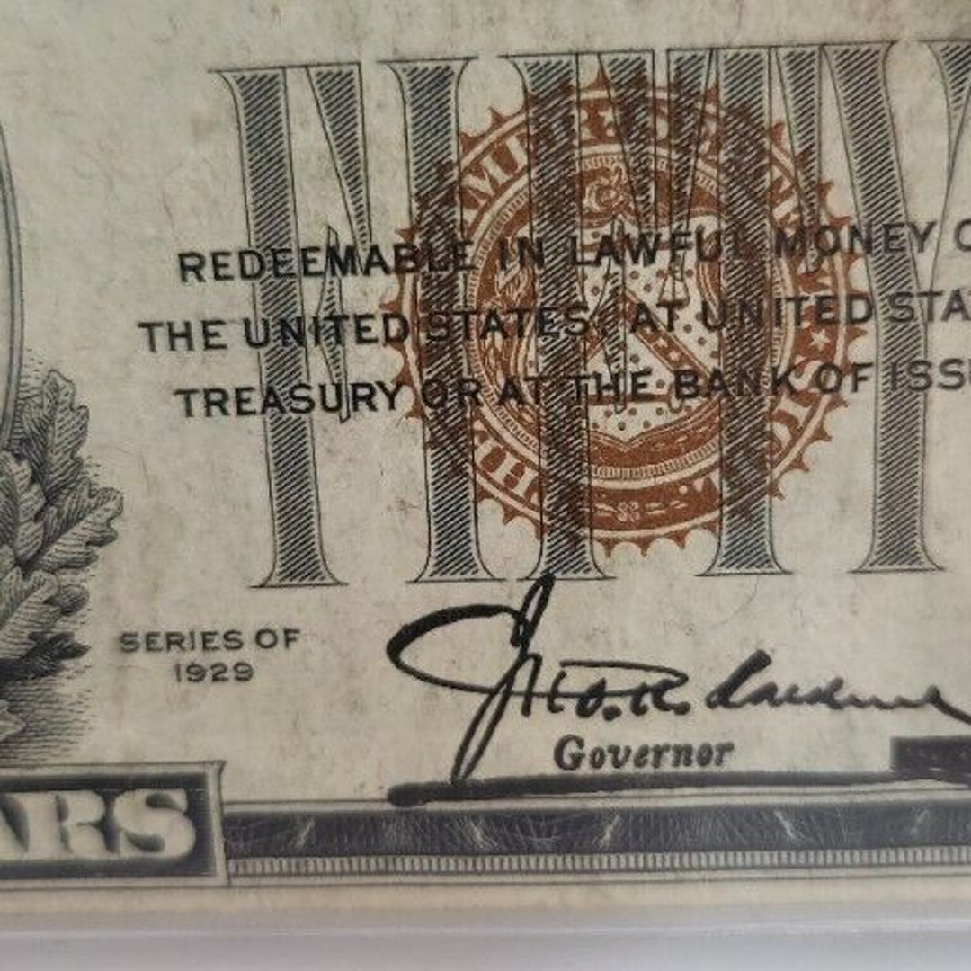 1929 $50 CURRENCY BANK NOTE THE FEDERAL RESERVE BANK of SAN FRANCISCO CA.