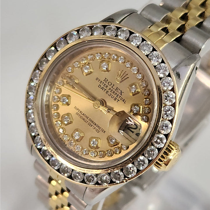 Rolex Lady Datejust 26mm Ref 69173 Two-Tone 18 k Gold Steel Diamond Dial & Bezel