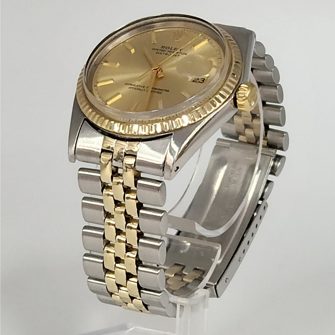 Vintage Rolex Datejust 36 Mm Ref 1601 Two Tone SS & 18K Jubilee Champagne Dial
