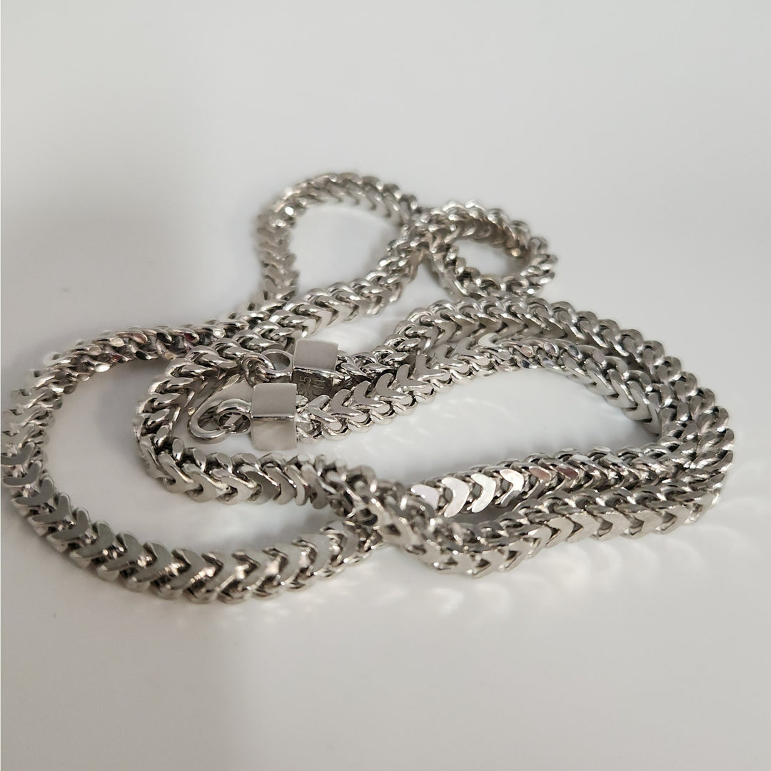 22" Solid 925 Sterling Silver Wheat Chain Necklace (Spiga) Bold Braided Design