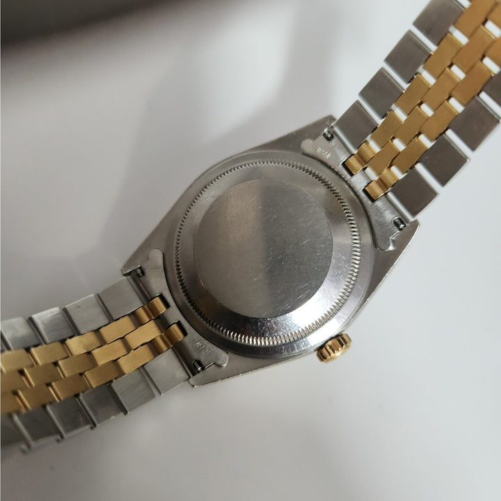 Rolex Datejust 36MM 16233 Two-Tone 18K Yellow Gold & SS Jubilee White Roman Dial