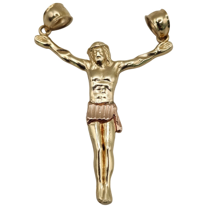 14K Two-Tone Yellow & Rose Gold Jesus Christ Crucifix Body Pendant – 3.9g, 1.75 Inches