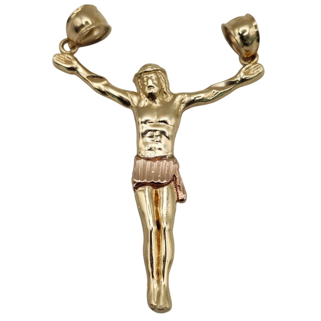 14K Two-Tone Yellow & Rose Gold Jesus Christ Crucifix Body Pendant – 3.9g, 1.75 Inches