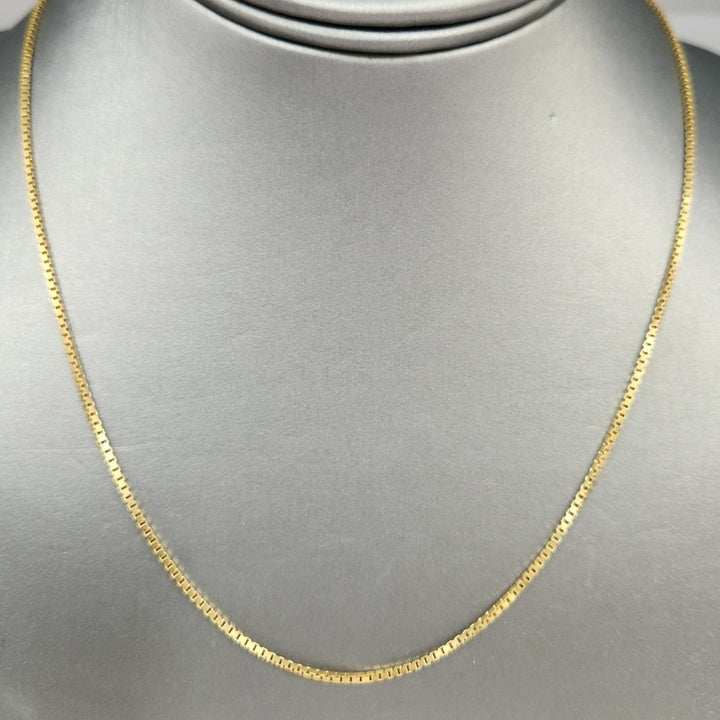 10k Yellow Gold Box Chain Necklace 18" Classic Square Link Chain