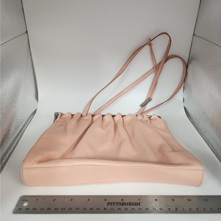 Vintage Gucci Blush Pink Leather Shoulder Bag With Drawstring Detail