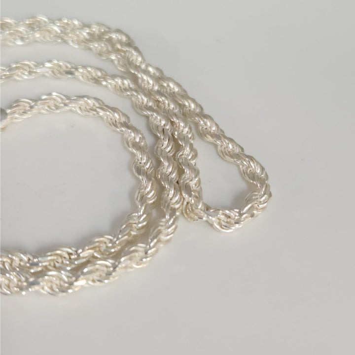 925 Sterling Silver Rope Chain Necklace 22",  3.9 mm, 27 g
