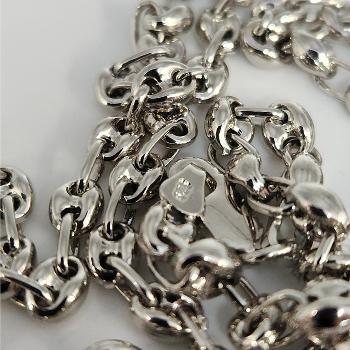 925 Sterling Silver 24" Rhodium Plated Rolo Link Chain Necklace High Shine Finish