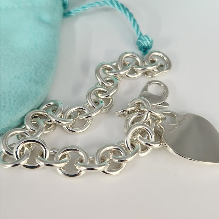 Tiffany & Co. Sterling Silver Heart Tag Chain Bracelet