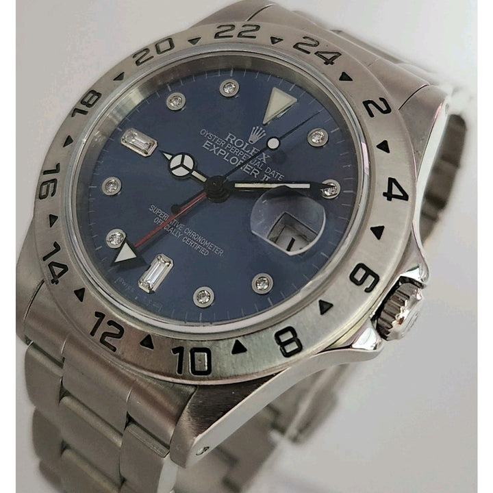 Stainless Steel Rolex Explorer II Watch, 40MM After Market Blue Dial Ref 16570