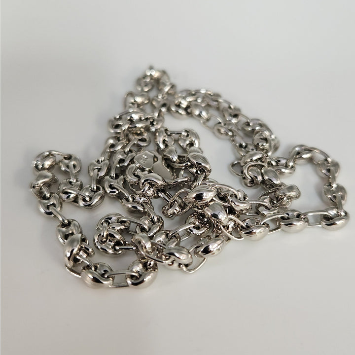 925 Sterling Silver 24" Rhodium Plated Rolo Link Chain Necklace High Shine Finish