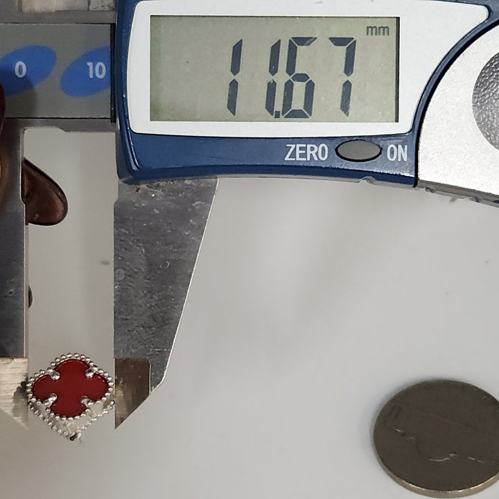 Fashion Silver Red Floral Stud Earrings