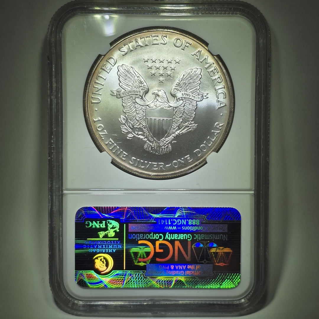 2003 American Silver Eagle, 1 Oz Fine .999 Silver USA Uncirculated $1 NGC MS69