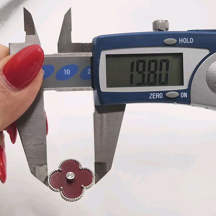 925 sterling silver Red Agate Zirconia Stud Flower Earrings