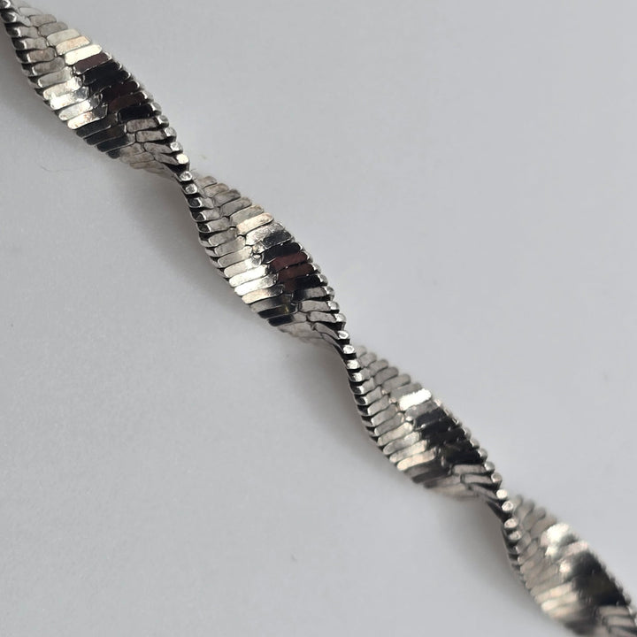 925 Sterling Silver Diamond Cut Twisted Spiral Anklet 9.5" 4.2g