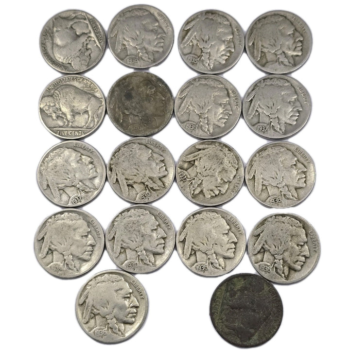 LOT OF 18 COINS MIXED Years Buffalo Nickels Circulated Ungraded Collectibles 5c