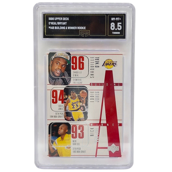 1996 Upper Deck #148 Kobe Bryant Rookie Shaq Building A Winner GMA 8.5