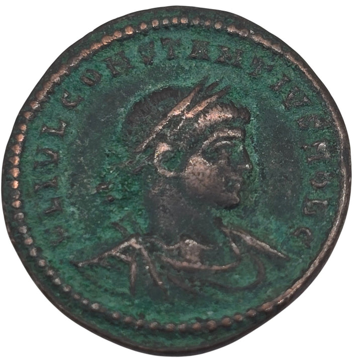 Ancient Roman Constantius II Bronze Coin AD 4th Century GLORIA EXERCITVS