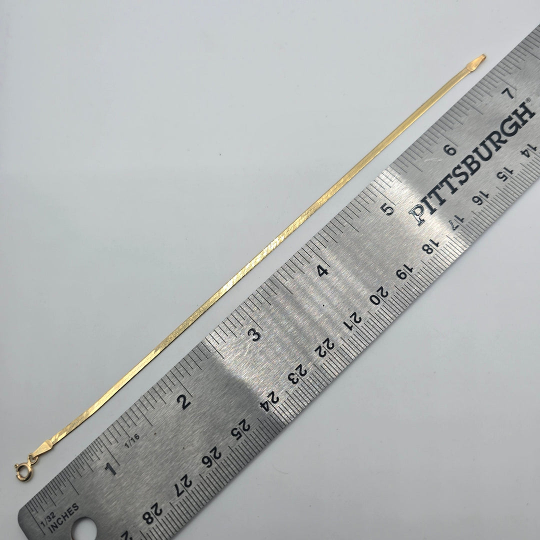 14K Yellow Gold Herringbone Chain Bracelet 7" 1.5g Italy
