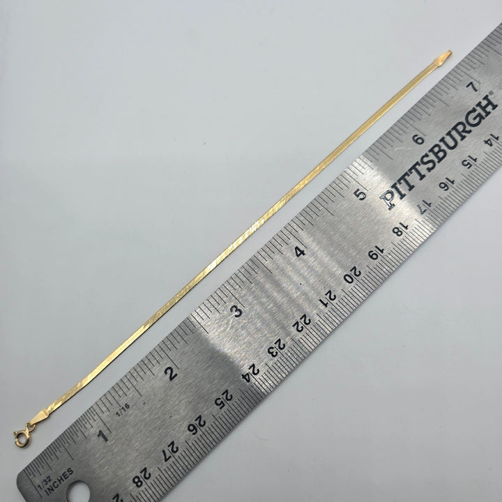 14K Yellow Gold Herringbone Chain Bracelet 7" 1.5g Italy