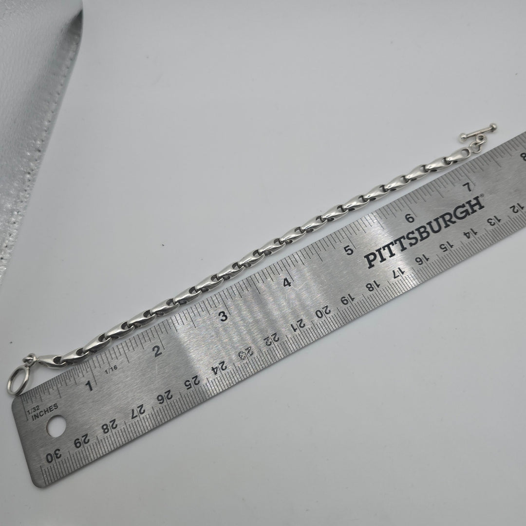 Sterling Silver 925 Link Bracelet Toggle Clasp 7.5" 19.3 Grams