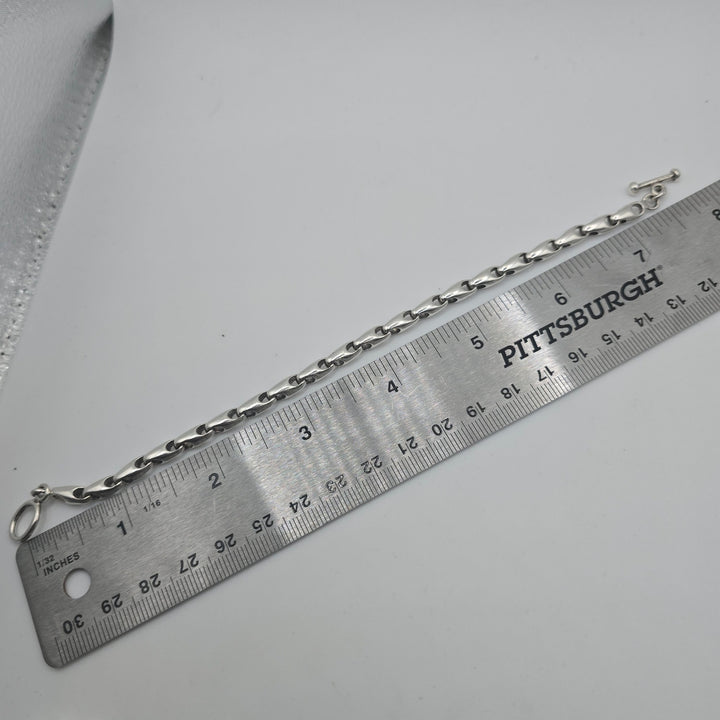 Sterling Silver 925 Link Bracelet Toggle Clasp 7.5" 19.3 Grams