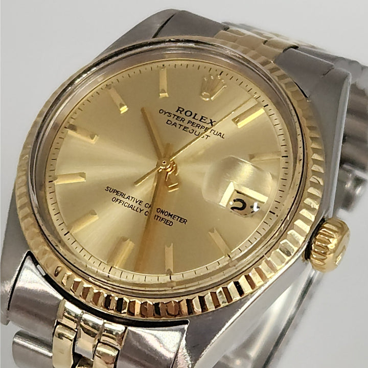 Vintage Rolex Datejust 36 Mm Ref 1601 Two Tone SS & 18K Jubilee Champagne Dial