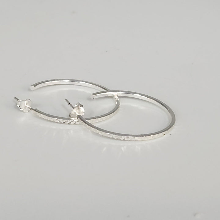 Classic Sterling Silver Diamond Cut Lightweight Hoops Earrings