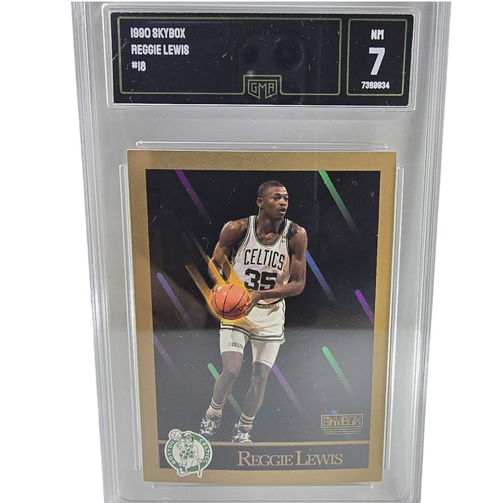 1990-91 SkyBox Reggie Lewis #18 GMA 7 NEAR MINT! Boston Celtics B2