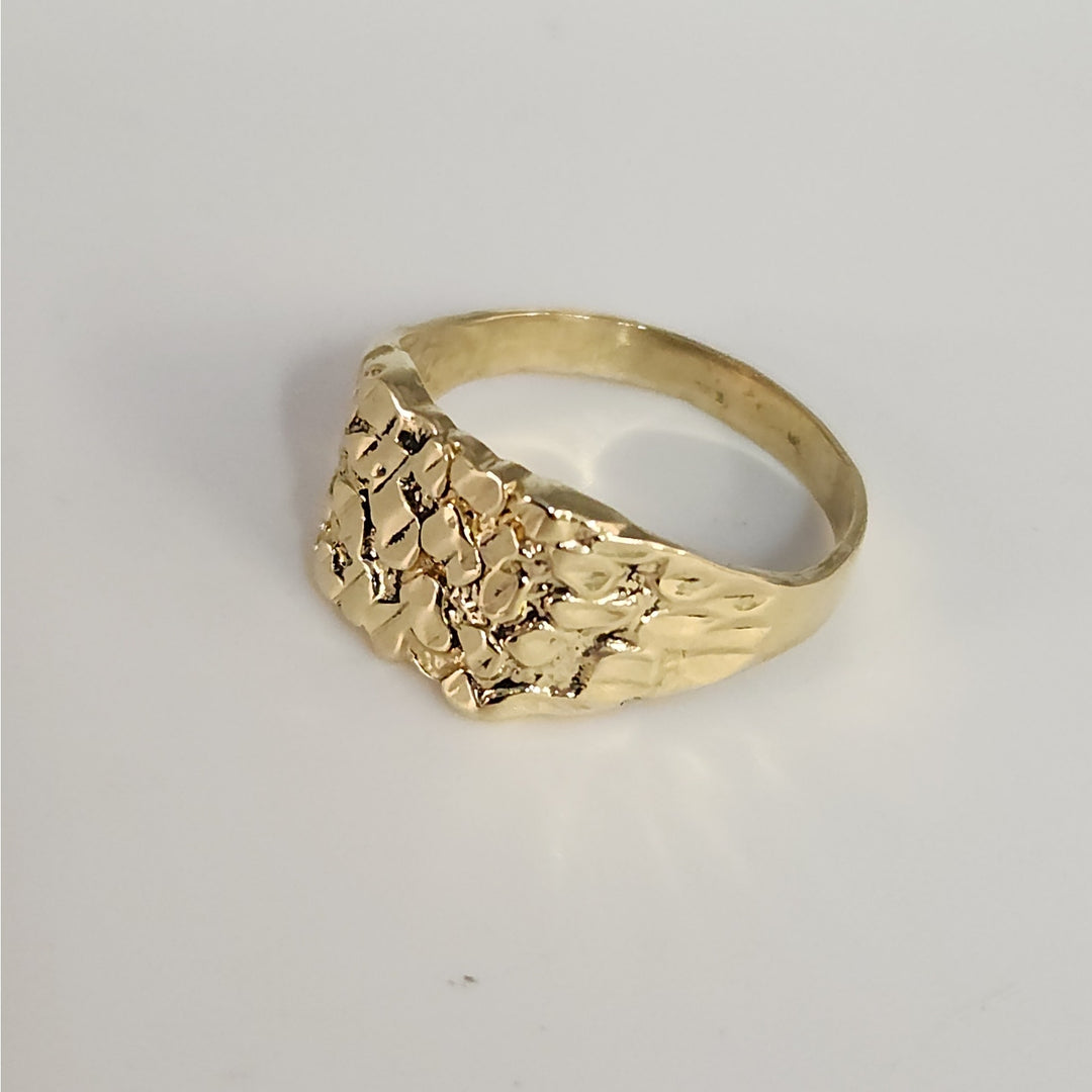 10K Yellow Gold Textured Nugget Ring Size 7.25