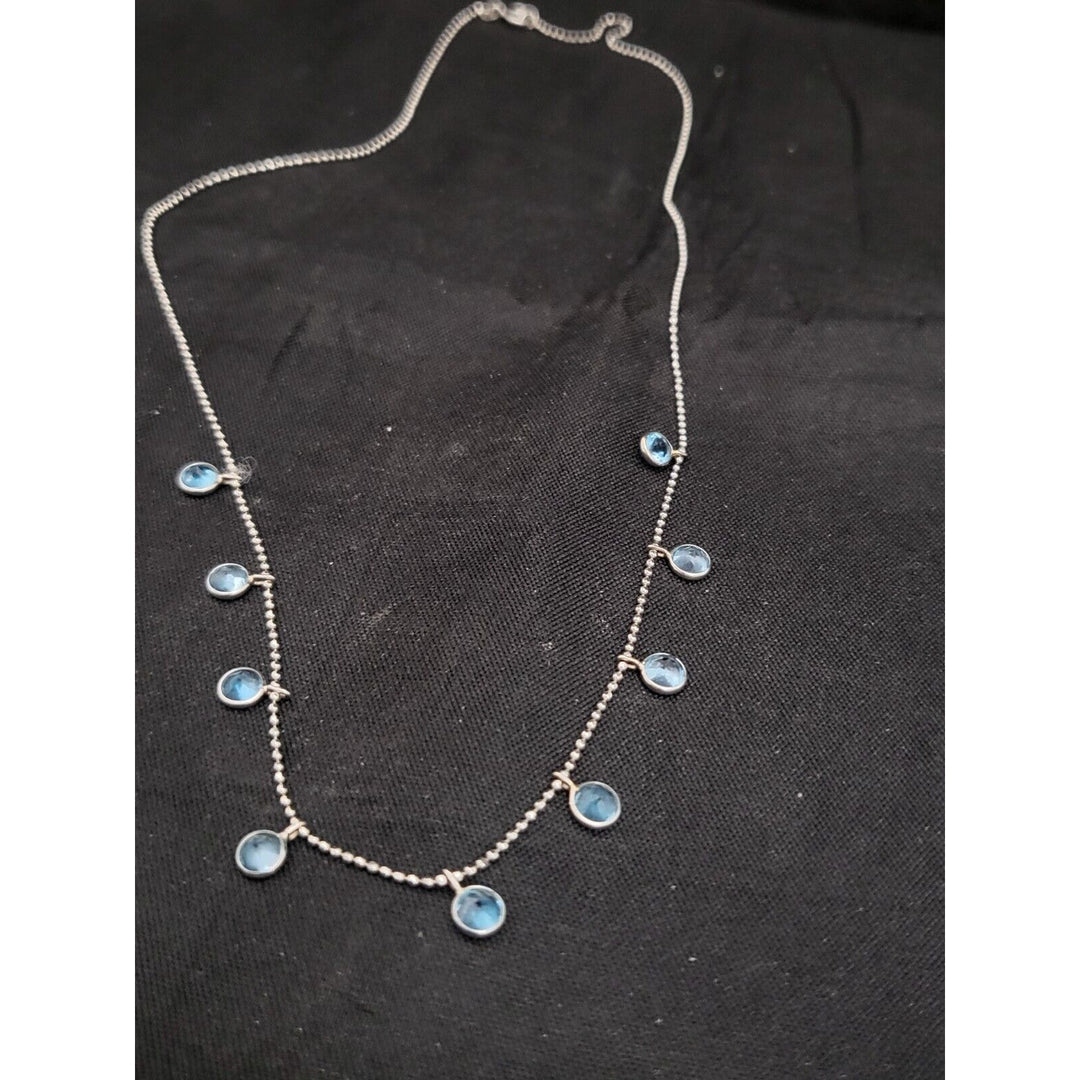 14k Princess white Gold beaded necklace 16in, 2.3g