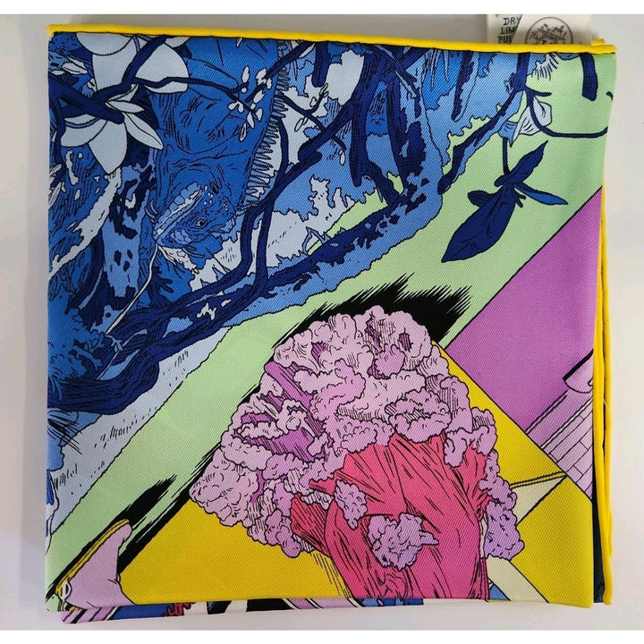 New Hermes Silk Scarf 70cm 100% Silk Blue/Rose Color