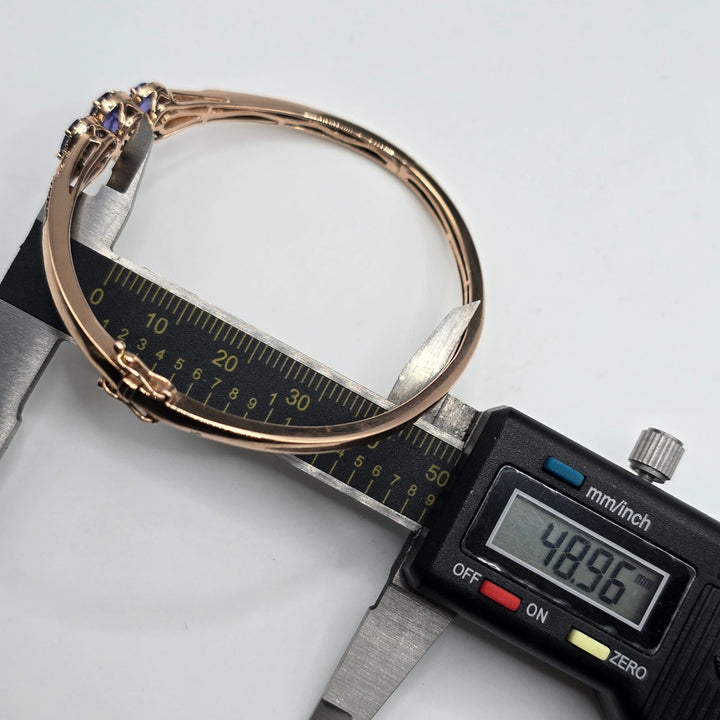 Le Vian 14K Rose Gold Natural Blue Gemstone & Diamond Bangle Bracelet 12.6g