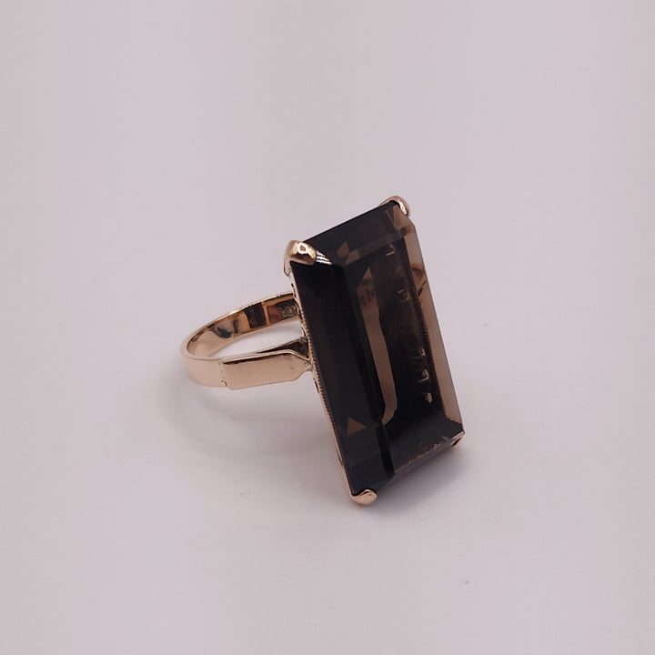 14k Yellow Gold Natural Smoky Quartz Ring Size 7