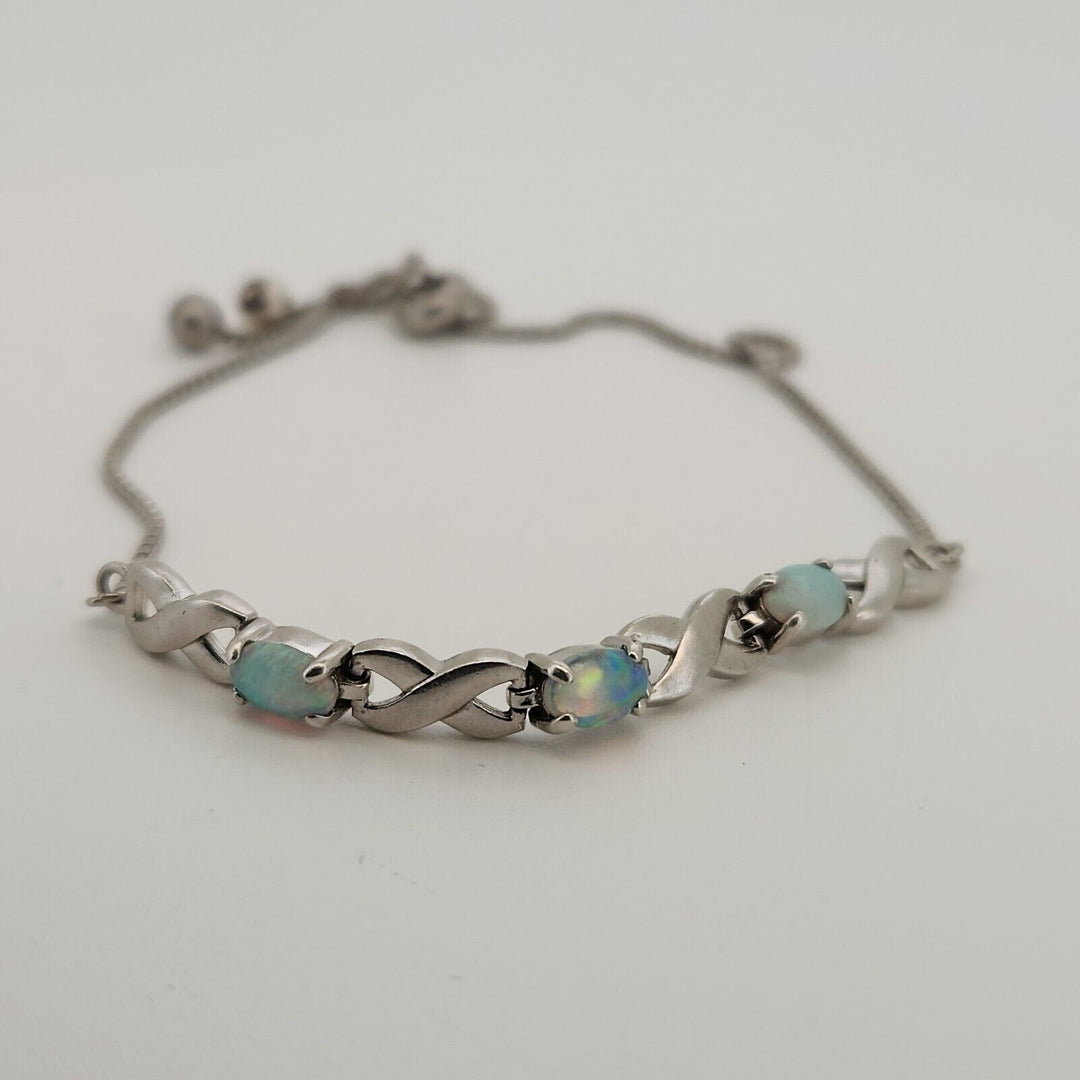 925 sterling silver Opal Slider bracelet