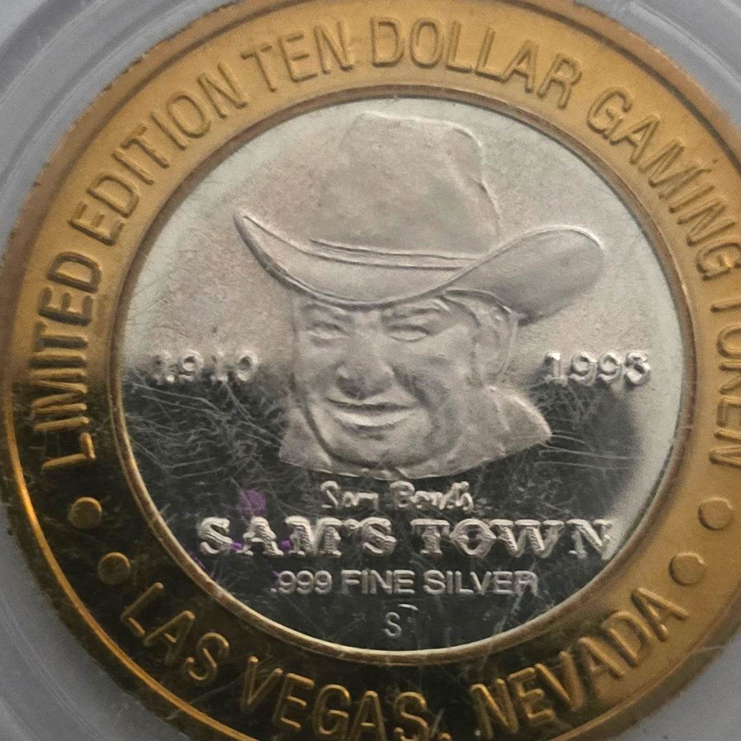 Lot of 4 Sam’s Town Las Vegas $10 Gaming Tokens .999 Silver Centers Vintage