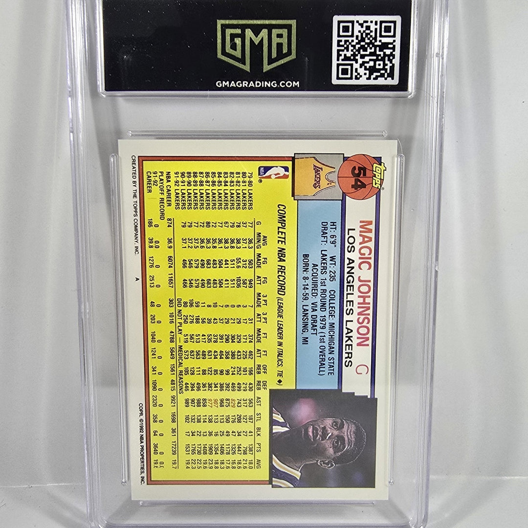 1992 Topps Magic Johnson #54 GMA 8.5 NM MT+ Los Angeles Lakers The Magic Is Back