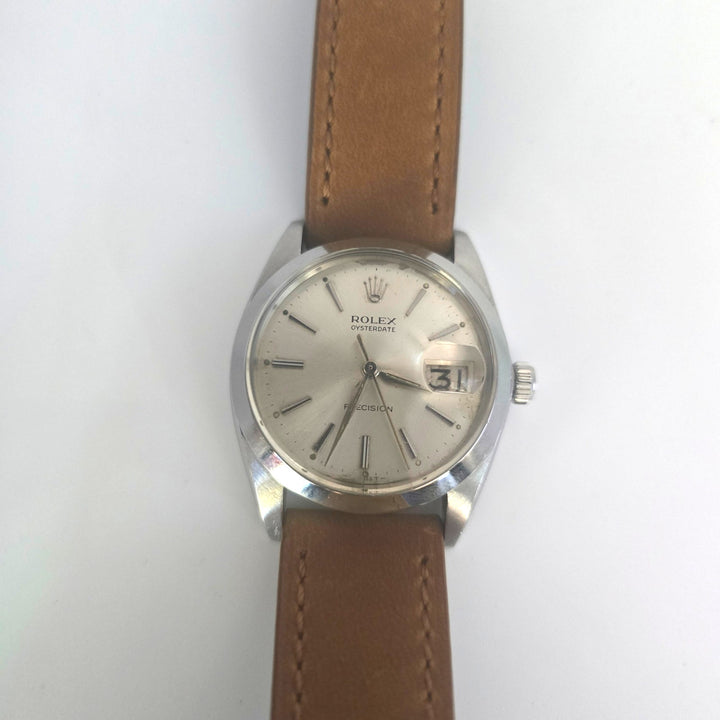 Vintage Rolex Oysterdate Precision 6694 Silver Dial Manual Wind 34mm