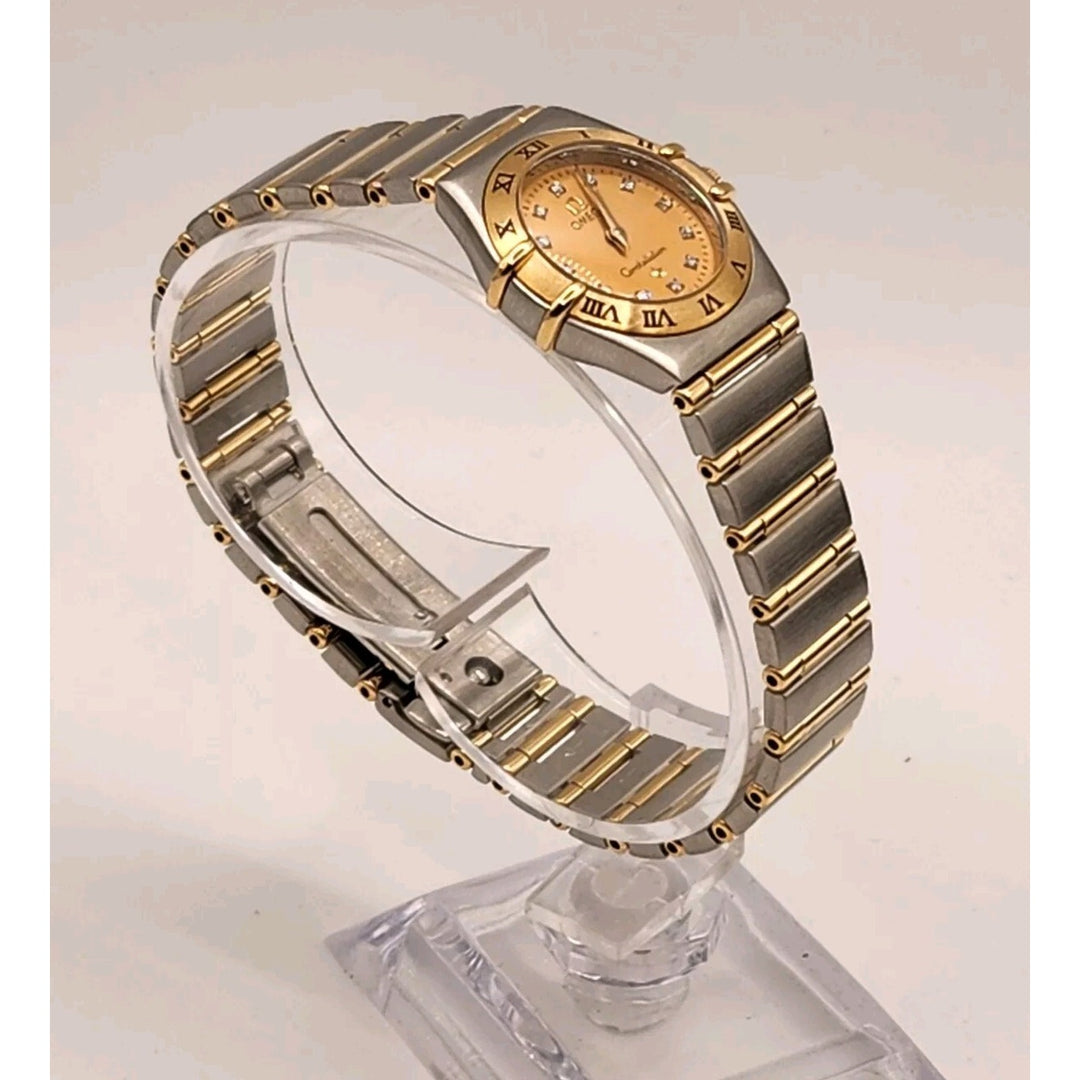 Omega Constellation 18k Gold & Stainless Steel Diamond Dial Women's Watch 22mm