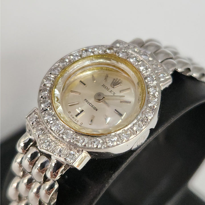 Vintage Rolex Precision 2604-9 18K White Gold Diamond Ladies Watch- Serviced