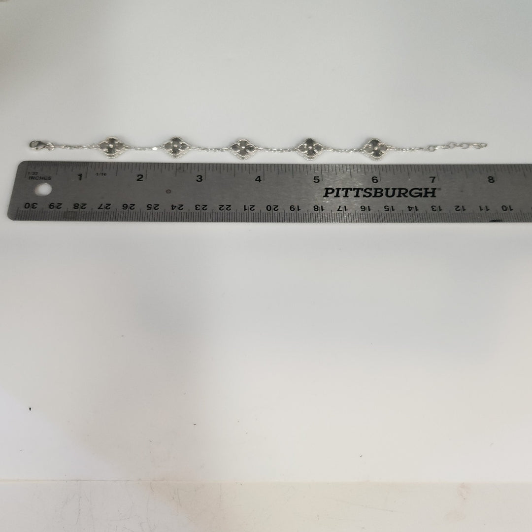 Fashion 925 Silver Textured Blossom Bracelet 8"