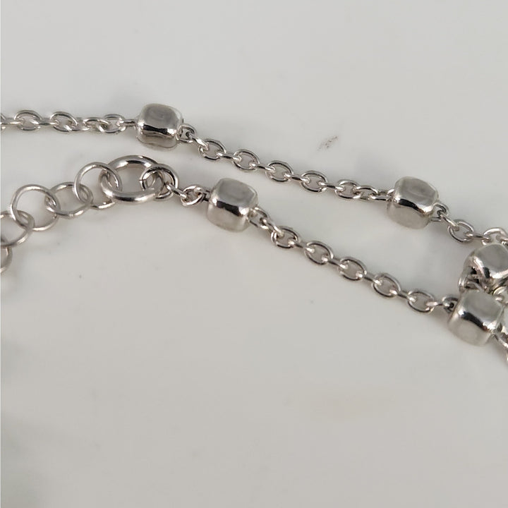925 Sterling Silver Beaded Adjustable Anklet 10"