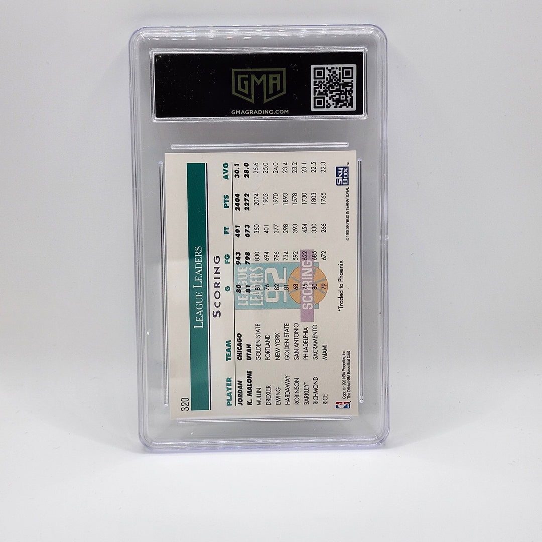 1992 Hoops Michael Jordan Karl Malone League Leaders #320 GMA 8 NM-MT Sport Card