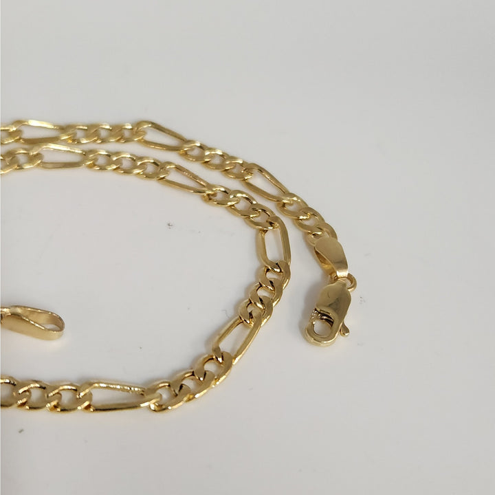 14k Yellow Gold Figaro Link  Italian style Anklet 10.5" 3.4g
