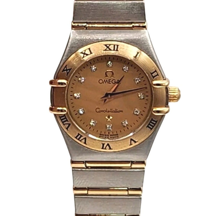 Omega Constellation 18k Gold & Stainless Steel Diamond Dial Women's Watch 22mm