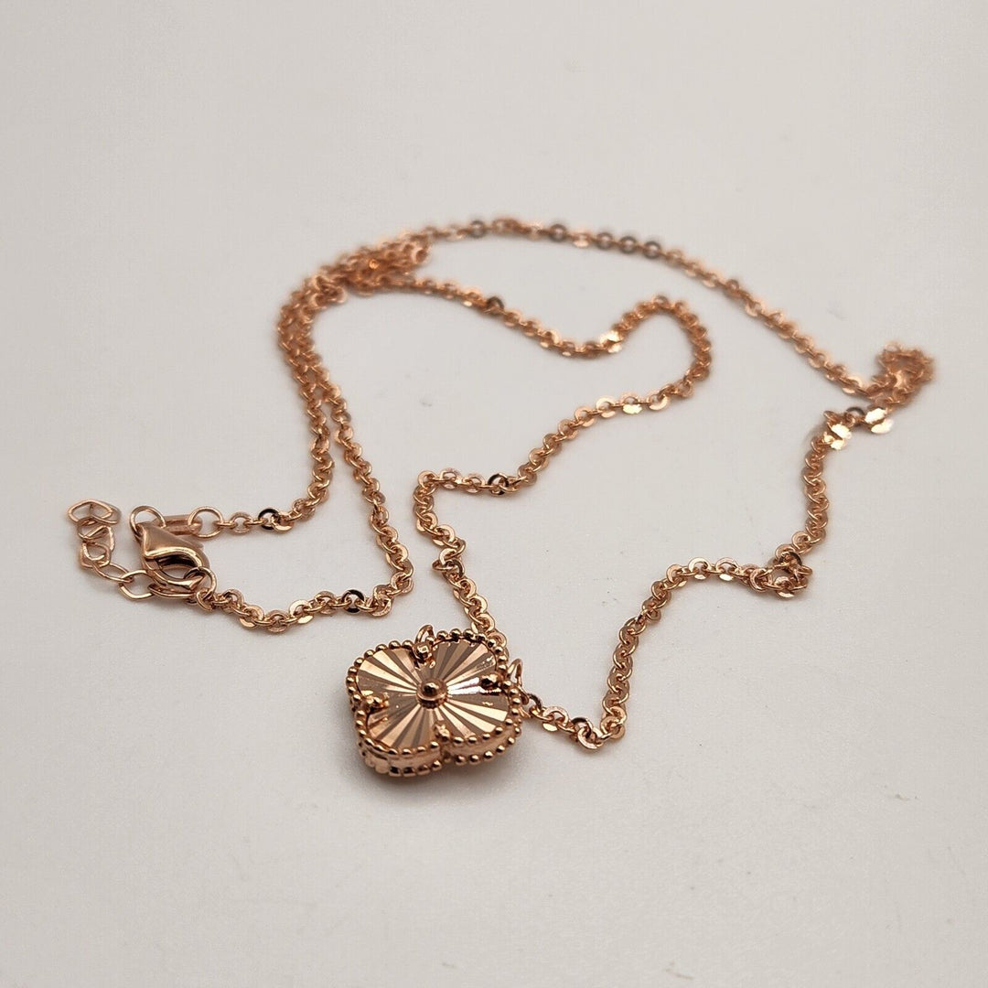 14k Rose Gold All Gold Flower Pendant Necklace 18"