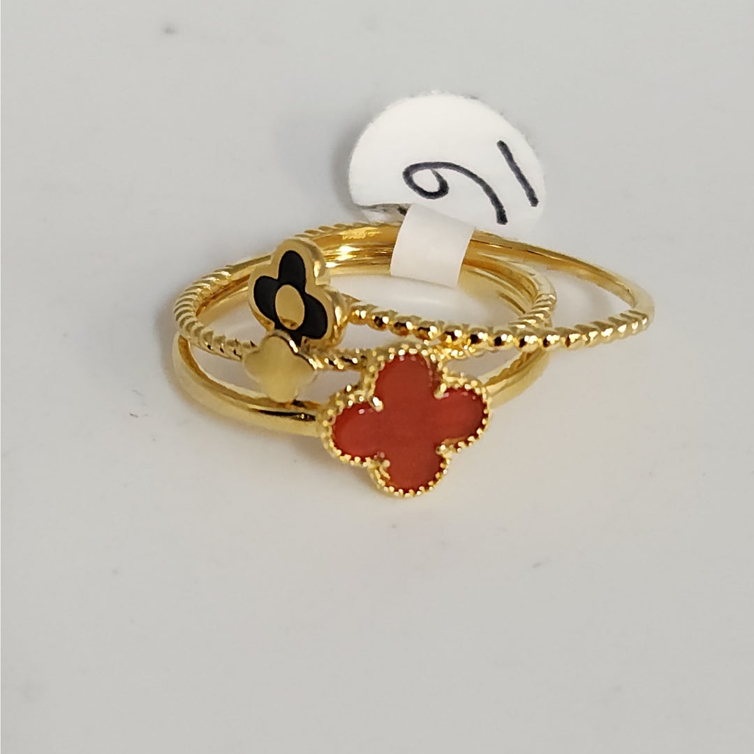 925 Sterling Silver Gold -Tone Clover Stackable Ring Set  size 9